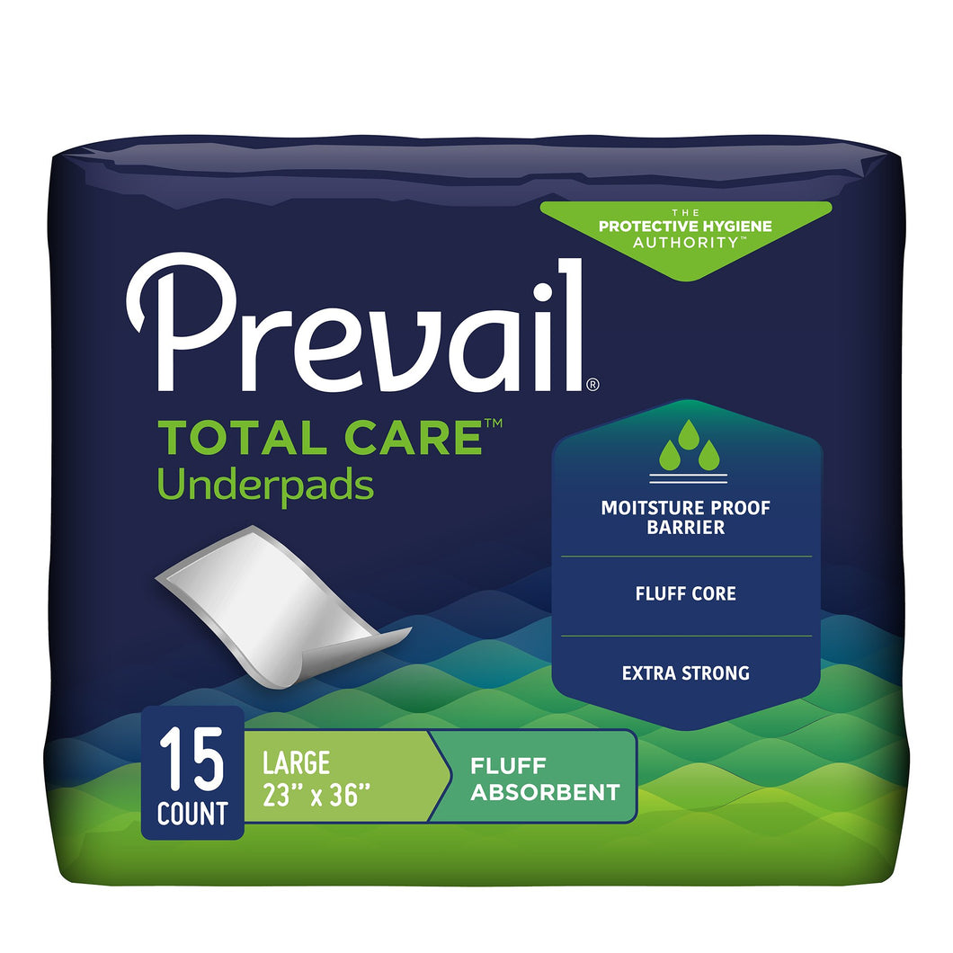 Prevail® Total Care™ Fluff Underpads, Large -- QTY: PK/15