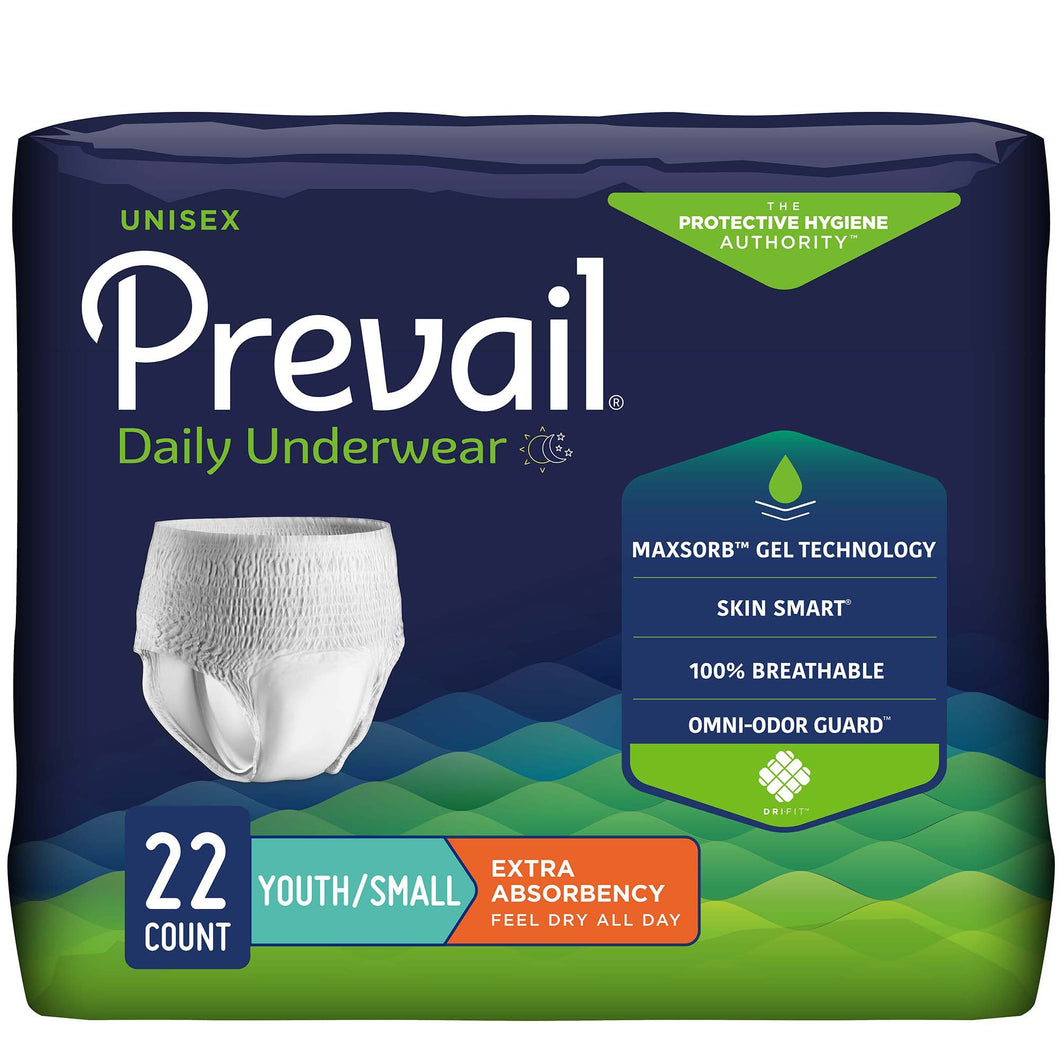 Prevail® Daily Underwear Extra Absorbent Underwear, Small (Youth) -- QTY: CS/88