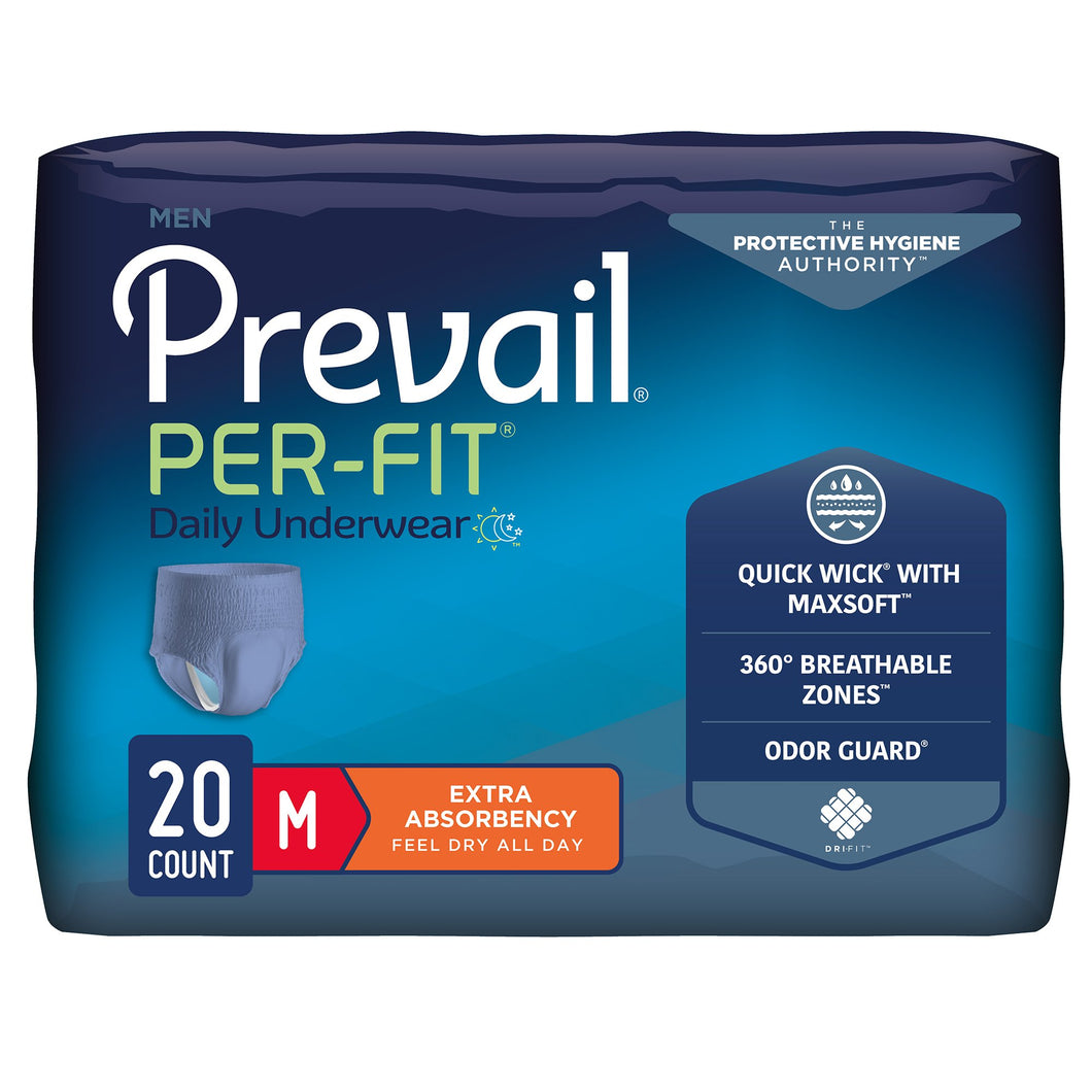 Prevail® Per-Fit® Men Adult Moderate Absorbent Underwear, Medium, White -- QTY: CS/80