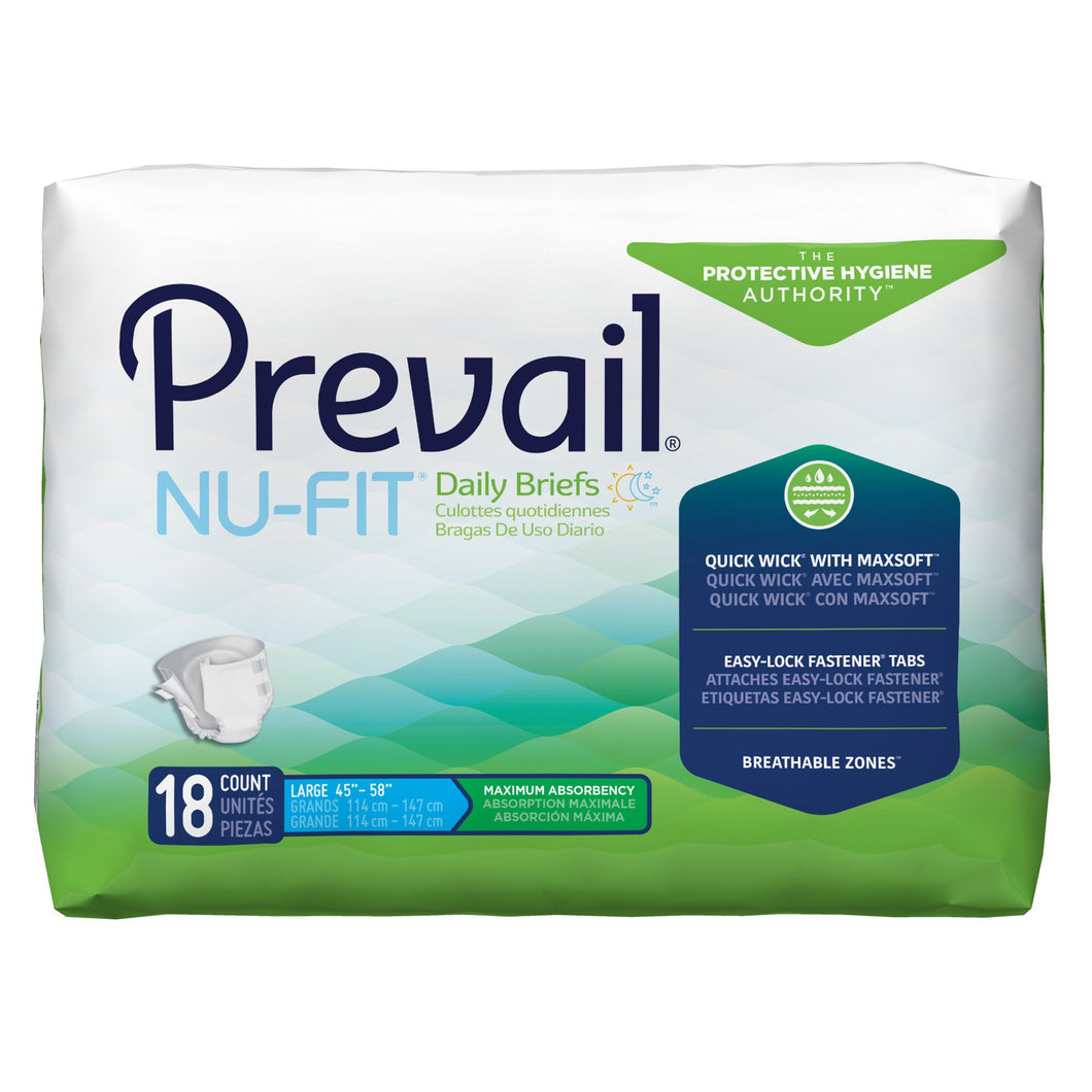 Prevail® Nu-Fit® Maximum Incontinence Brief, Large -- QTY: PK/1