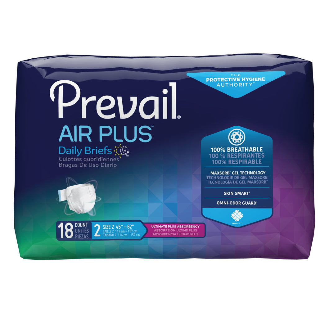 Prevail® Air Plus™ Daily Briefs, Size 2 -- QTY: CS/72