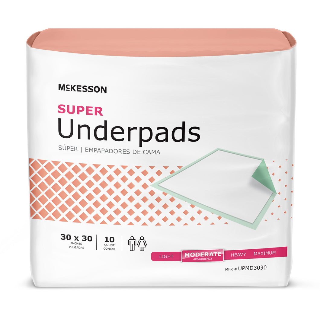 McKesson Super Moderate Absorbency Underpad, 30 x 30 Inch -- (Quantity = 10)