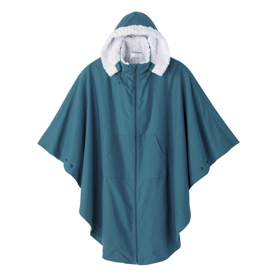 Silverts® Luxurious Fur-Lined Winter Wheelchair Cape, Carribean Blue