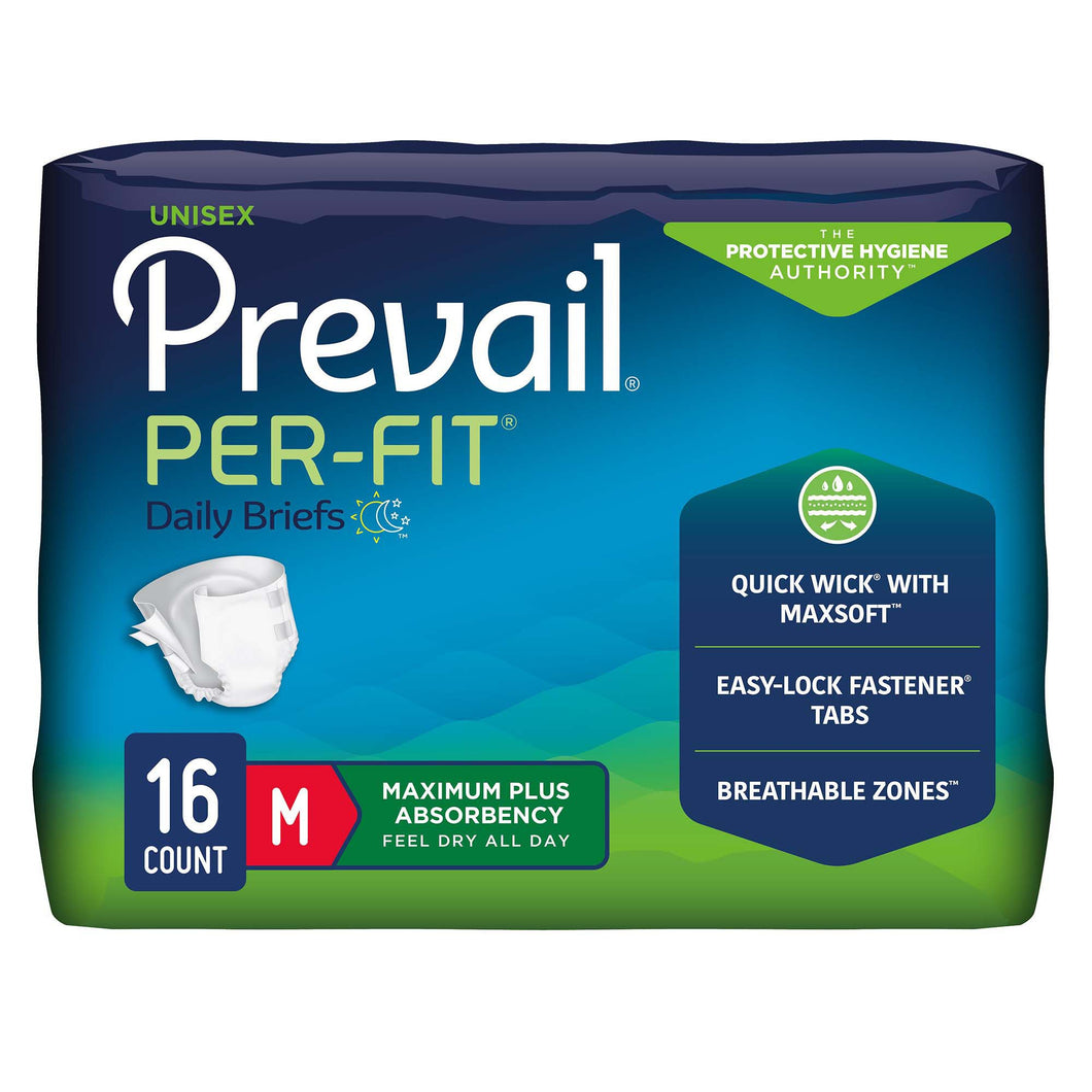 Prevail® Per-Fit® Maximum Incontinence Brief, Medium -- QTY: PK/16