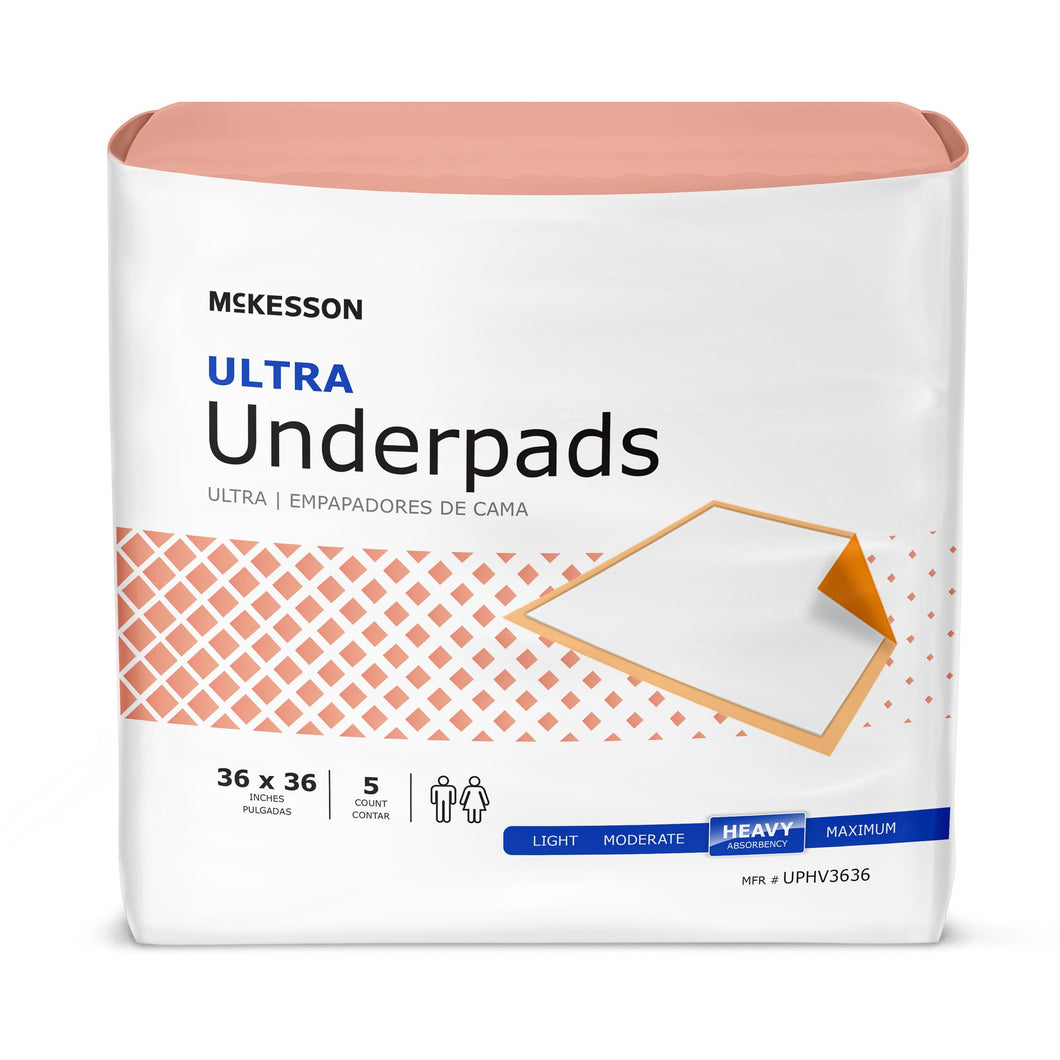 McKesson Ultra Heavy Absorbency Underpad, 36 x 36 Inch -- (Quantity = 5)