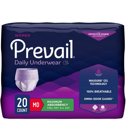 Prevail® for Women Daily Maximum Absorbent Underwear, Medium -- QTY: BG/20