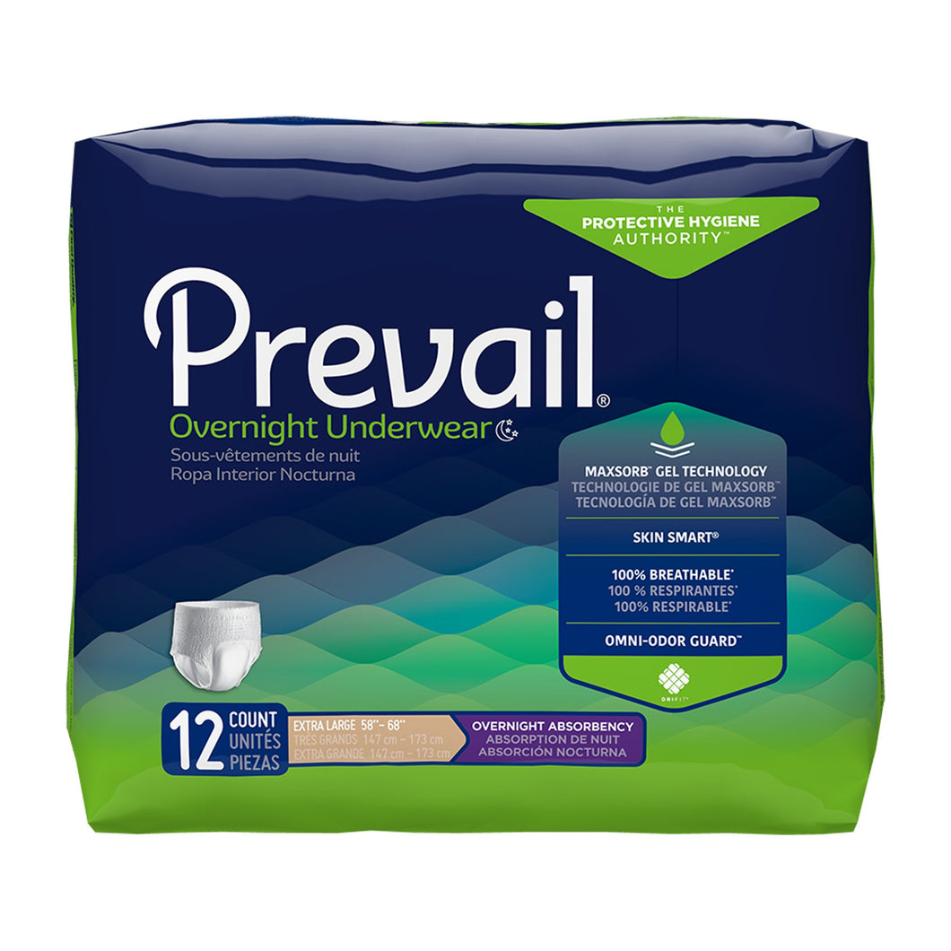 Prevail® Overnight Absorbent Underwear, Extra Large -- QTY: PK/12