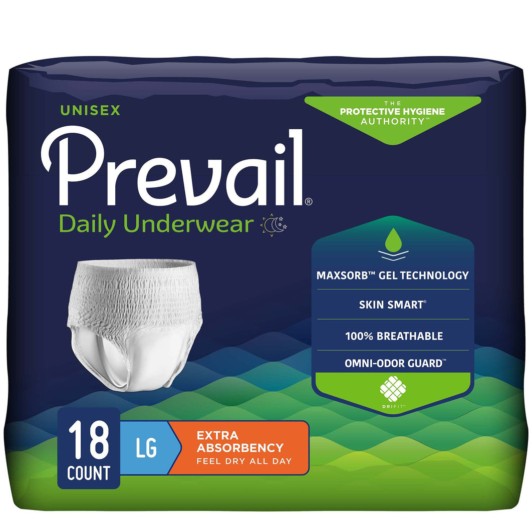 Prevail® Daily Underwear Extra Absorbent Underwear, Large -- QTY: CS/72