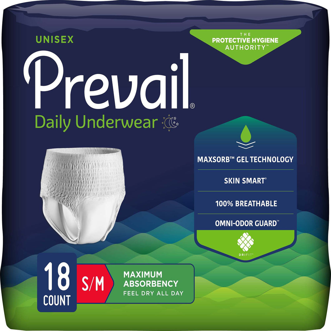 Prevail® Maximum Absorbent Underwear, Small / Medium -- QTY: PK/18