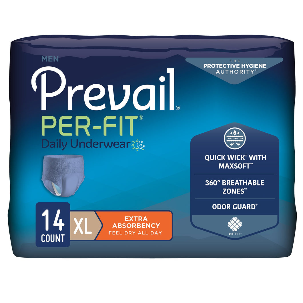 Prevail® Per-Fit® Men Adult Moderate Absorbent Underwear, X-Large, White -- QTY: BG/14