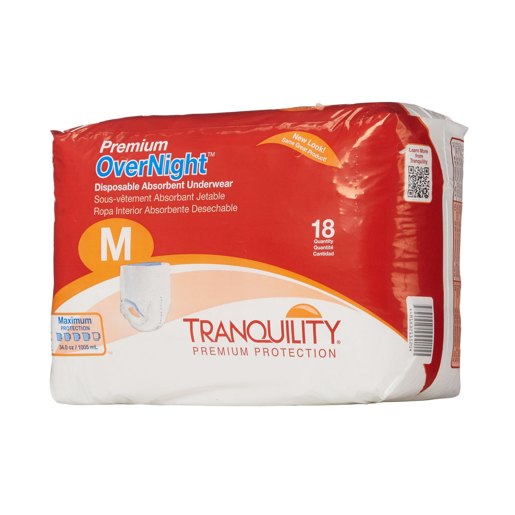 Tranquility® Premium OverNight™ Absorbent Underwear, Medium -- (Quantity = 72)