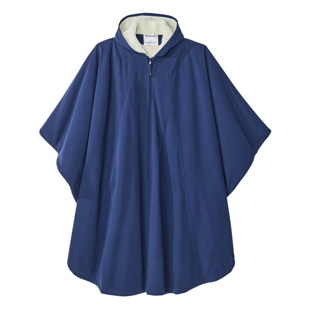 Silverts® Warm Wheelchair Cape with Hood, Navy Blue