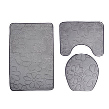 Load image into Gallery viewer, 3D Embossed Bathroom Bath Mat Set Toilet Carpet Rug Flannel Non-Slip Toilet Rug Bathroom Shower Room Rug Floor Mats
