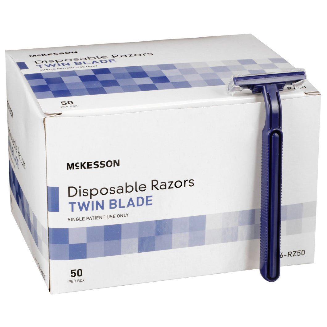 McKesson Twin-Blade Disposable Razor, Blue