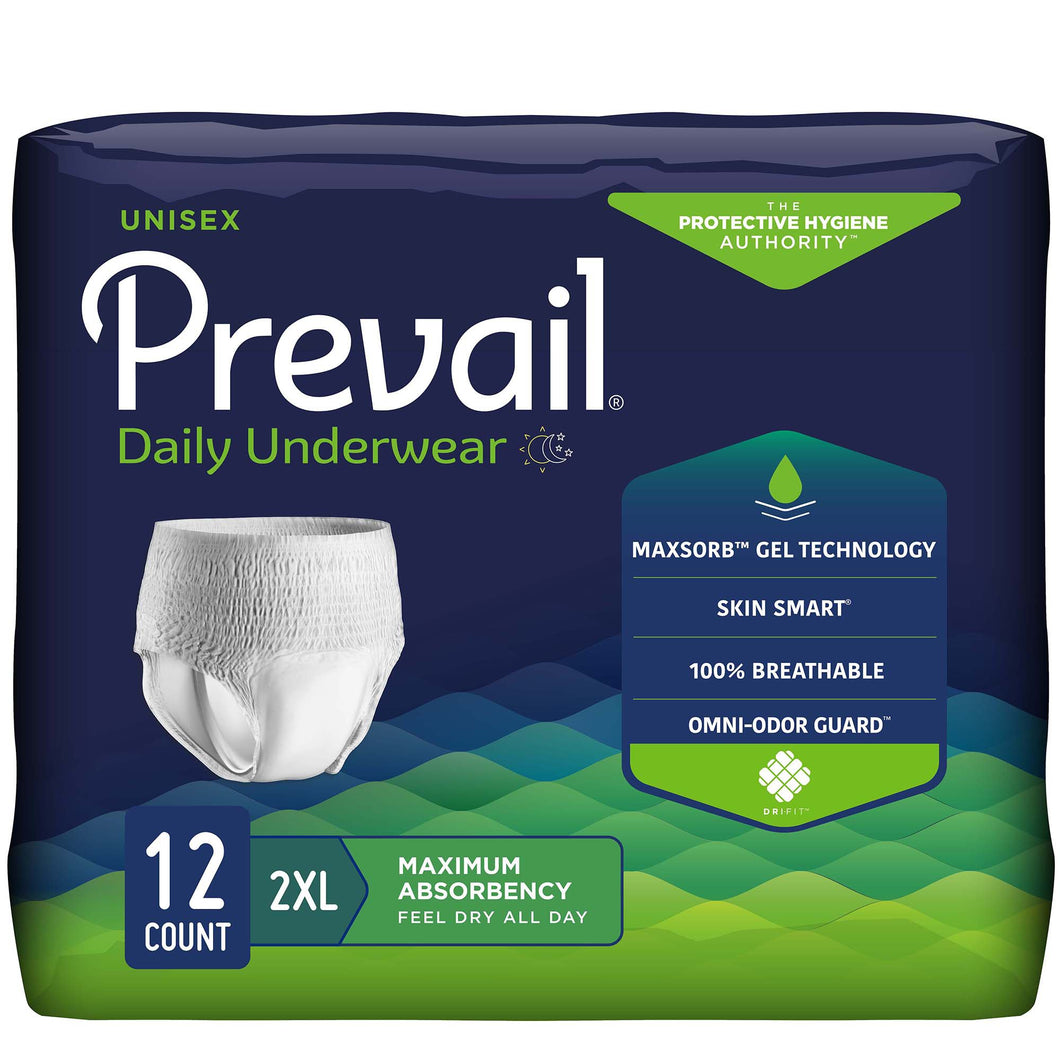 Prevail® Daily Underwear Maximum Absorbent Underwear, Extra Extra Large -- QTY: PK/12