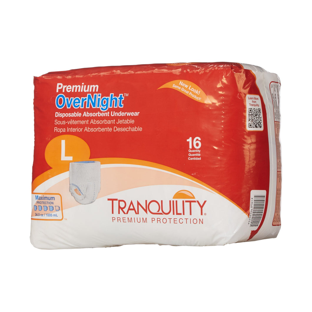 Tranquility® Premium OverNight™ Absorbent Underwear, Large -- (Quantity = 64)