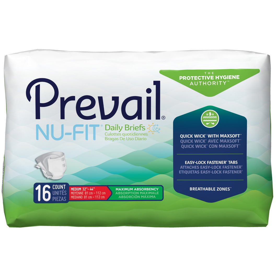 Prevail® Nu-Fit® Maximum Incontinence Brief, Medium -- QTY: CS/6