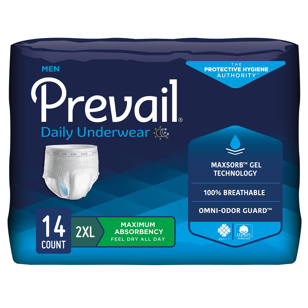 Prevail® Daily Underwear Maximum Absorbent Underwear, Extra Extra Large -- QTY: BG/14