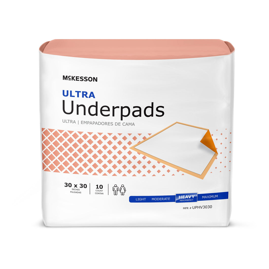 McKesson Ultra Heavy Absorbency Underpad, 30 x 30 Inch -- (Quantity = 10)