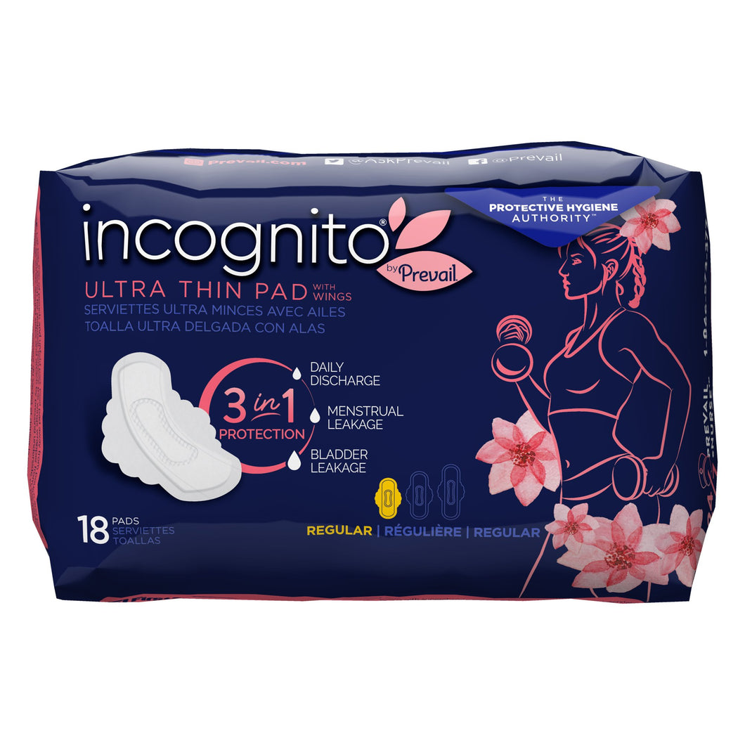 Incognito® by Prevail Ultra Thin Pad with Wings, Regular -- QTY: BG/18