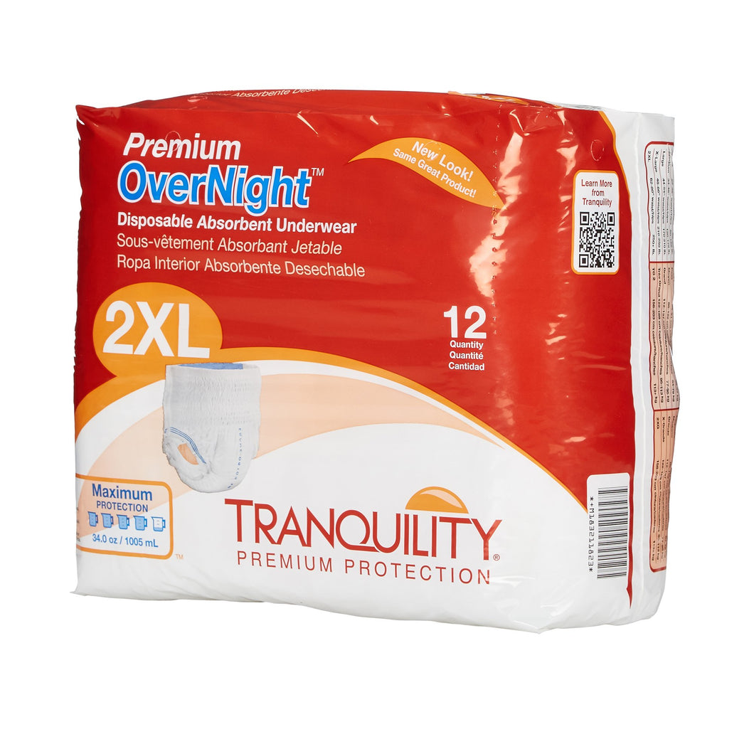 Tranquility® Premium OverNight™ Absorbent Underwear, Extra Extra Large -- (Quantity = 12)