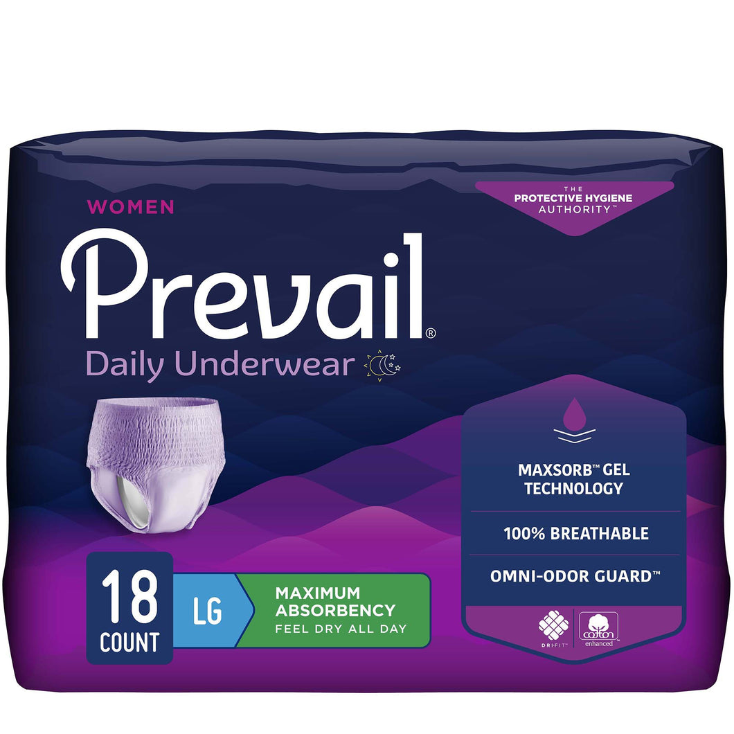 Prevail® for Women Daily Absorbent Underwear, Large, Heavy Absorbency -- QTY: CS/72