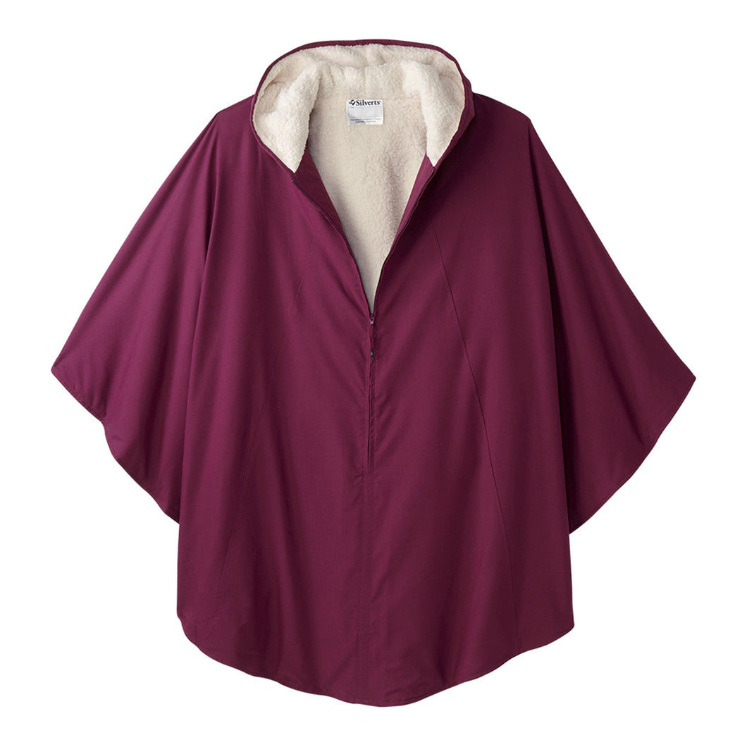 Silverts® Warm Wheelchair Cape with Hood, Burgundy