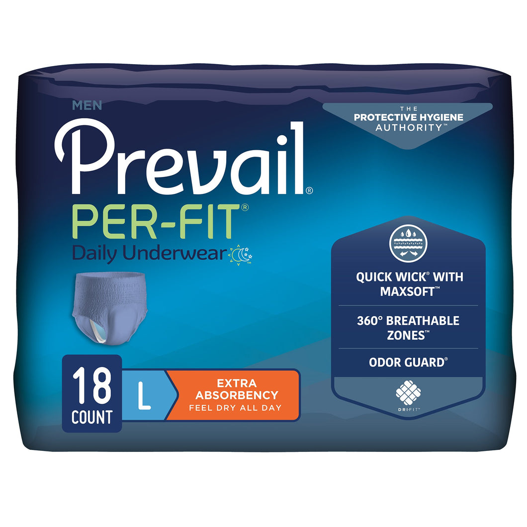 Prevail® Per-Fit® Men Adult Moderate Absorbent Underwear, Large, White -- QTY: BG/18