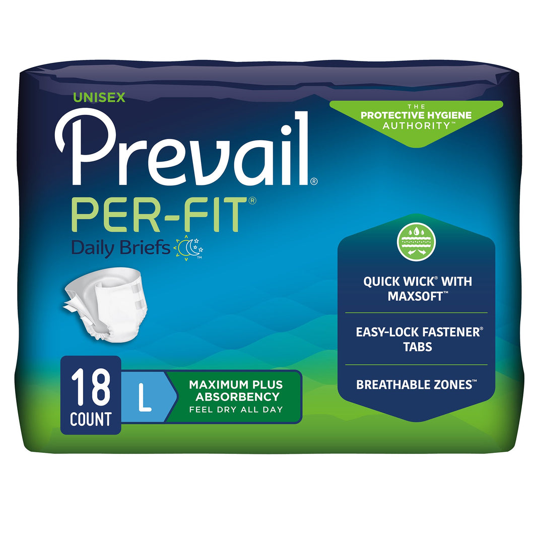 Prevail® Per-Fit® Maximum Incontinence Brief, Large -- QTY: CS/72