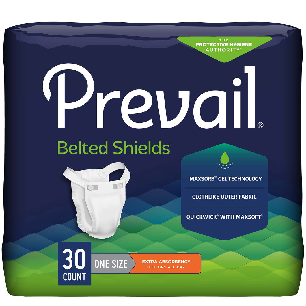 Prevail® Belted Shields Extra Incontinence Belted Undergarment, One Size Fits Most -- QTY: BG/30