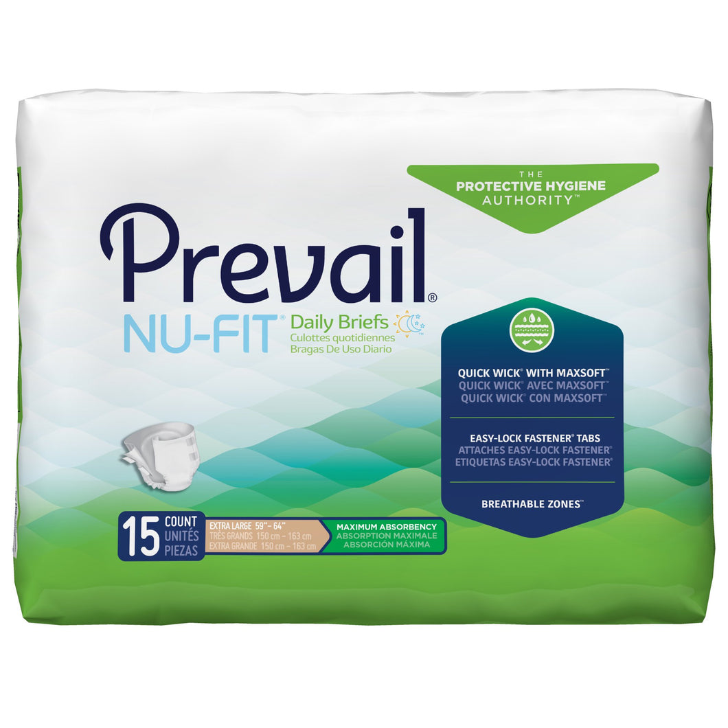 Prevail® Nu-Fit® Maximum Incontinence Brief, Extra Large -- QTY: CS/60