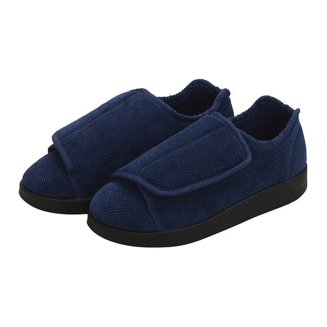 Silverts® Women's Double Extra Wide Easy Closure Slippers, Navy Blue